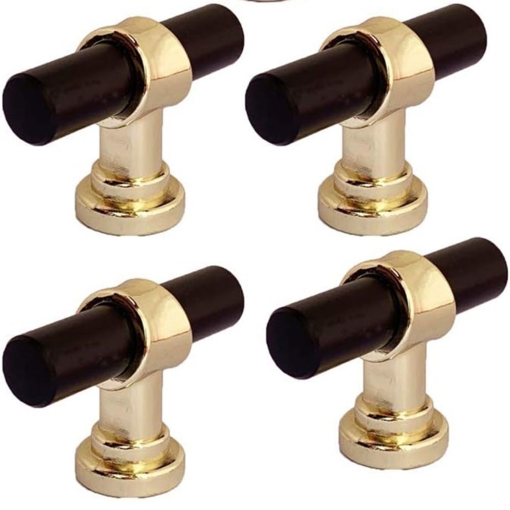 Gold Black T-Bar Cabinet Knobs Hardware Pulls Set NWT